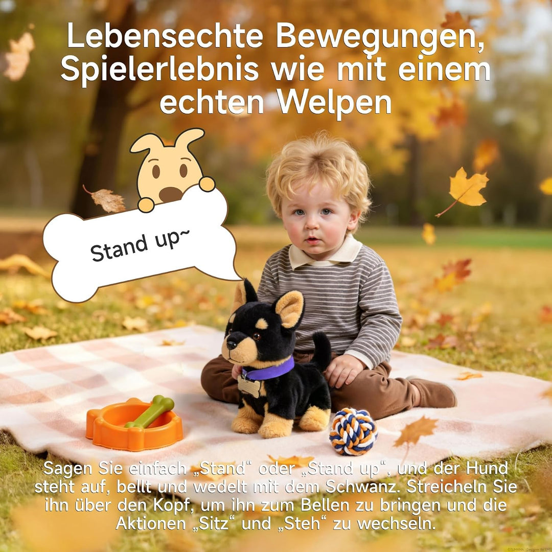 TUMAMA KIDS Laufendes und singendes Hundespielzeug, Plüschwelpe für Kinder | Spielzeughund Sprachges