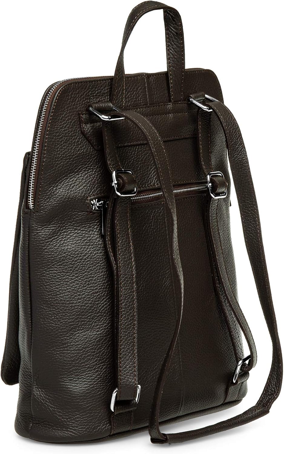 Caspar TL801 Damen 2in1 Rucksack Rucksacktasche aus echtem Leder Einheitsgrösse Dunkelbraun, Einheit