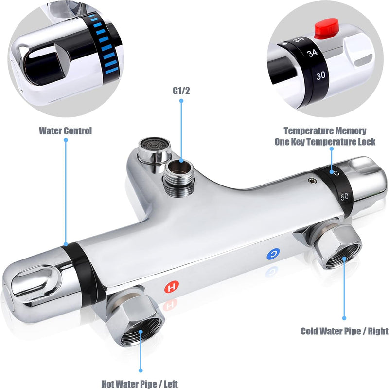 Badewannenarmatur Thermostat, Uten Duscharmatur Wannenthermostat Mischbatterie Wannenarmatur mit 38