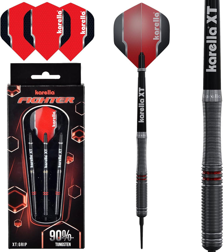 Karella Fighter Steeldart und Softdart, 90% Tungsten, 20g, 22g, 24g, für klassisches Dartboard, elek