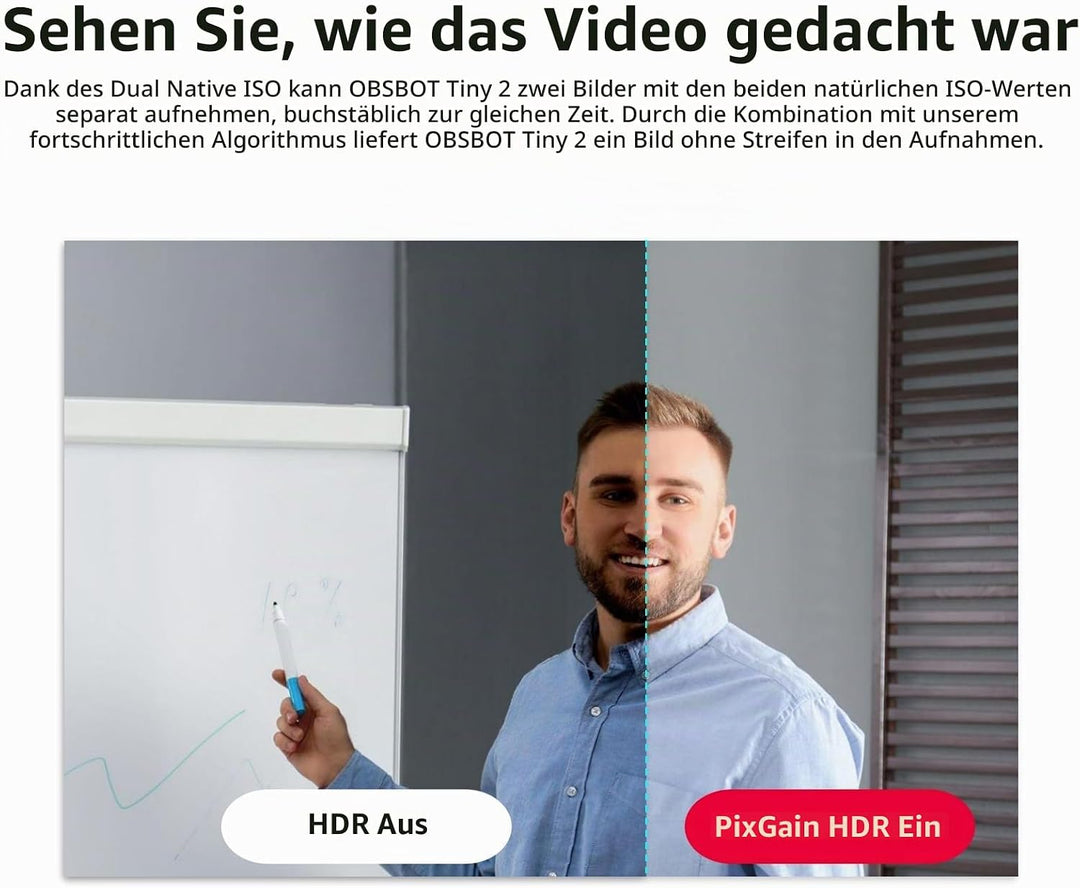OBSBOT Tiny 2 AI-betriebene PTZ 4K Webcam 1/1,5" CMOS 4X schnellere Fokussierung USB 3.0 10x schnell