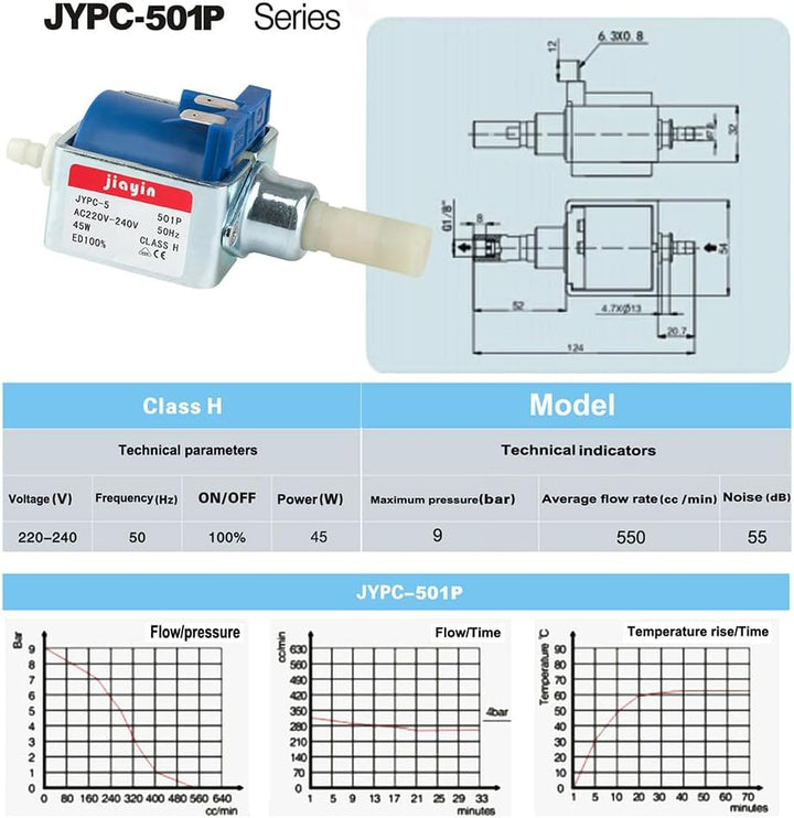 Jiayin JYPC-5 AC 230V 45W 9bar Dampfer Elektromagnetische Magnetwasserpumpe Kompatibel mit Philips D