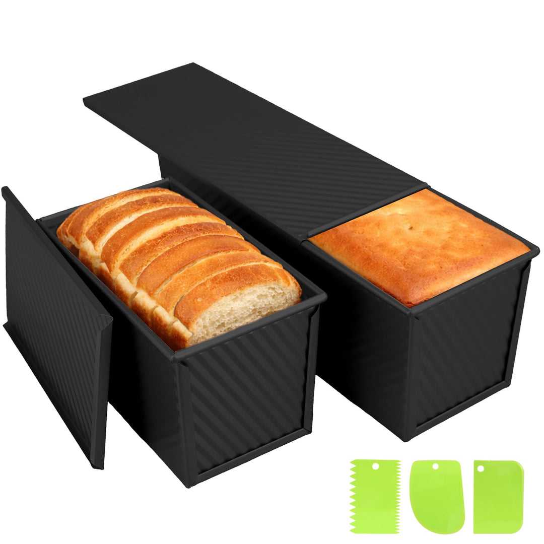 2 Grösse Brotbackform mit Deckel Toastbrot, 32×12×11 cm und 20×12×10 cm Antihaft Toastkasten, 450g u