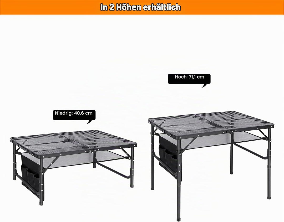 REDCAMP Tragbarer Klappbarer Grilltisch mit Mesh Desktop, 90 x 60cm Leichter Faltbarer Campingtisch