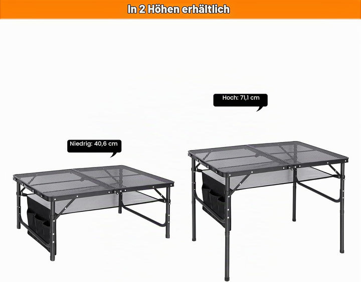 REDCAMP Tragbarer Klappbarer Grilltisch mit Mesh Desktop, 90 x 60cm Leichter Faltbarer Campingtisch