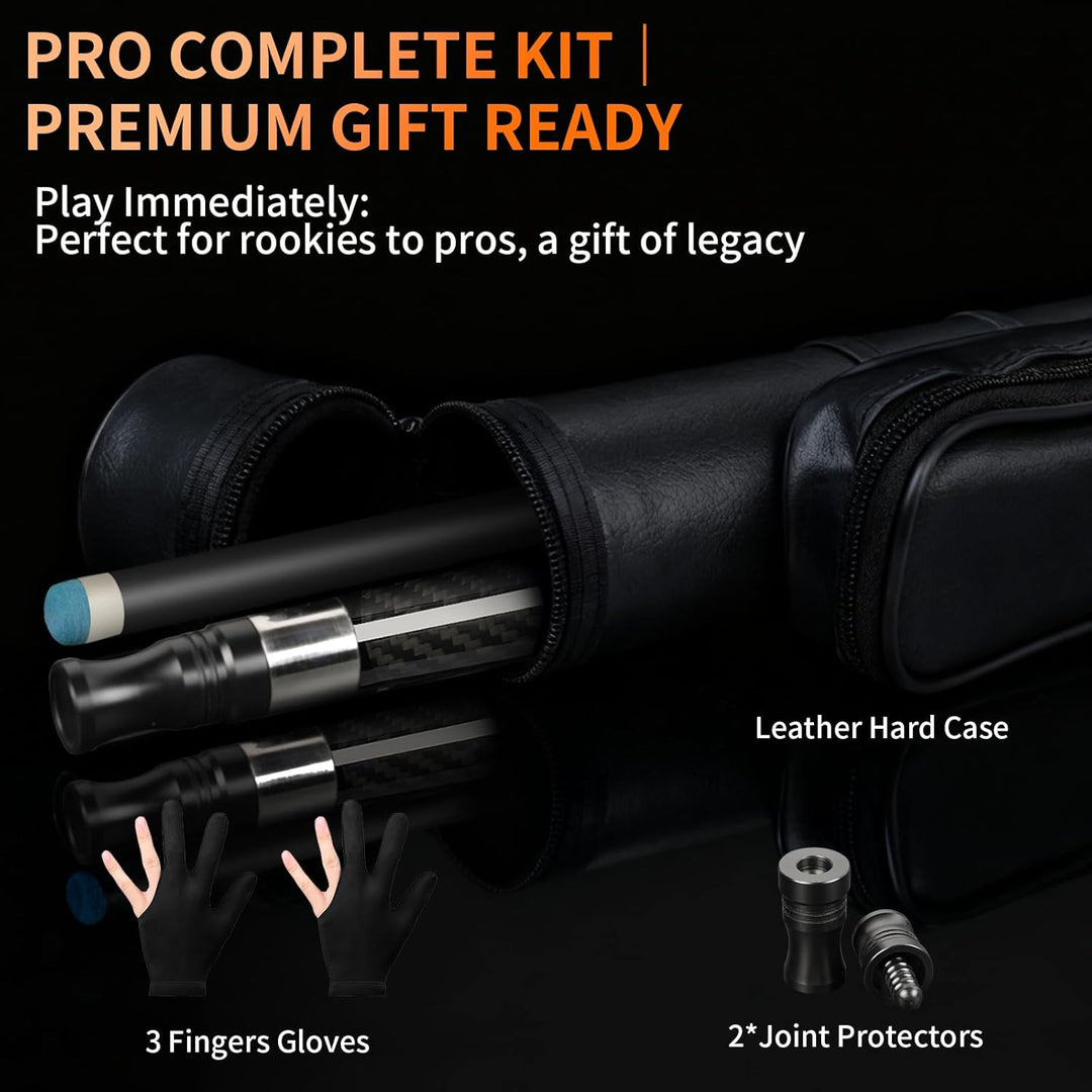Kmise Carbon Fiber Pool Cue Stick 58", Billiard Cue Sticks 21-23oz, Low Deflection Pool Cue with 12,