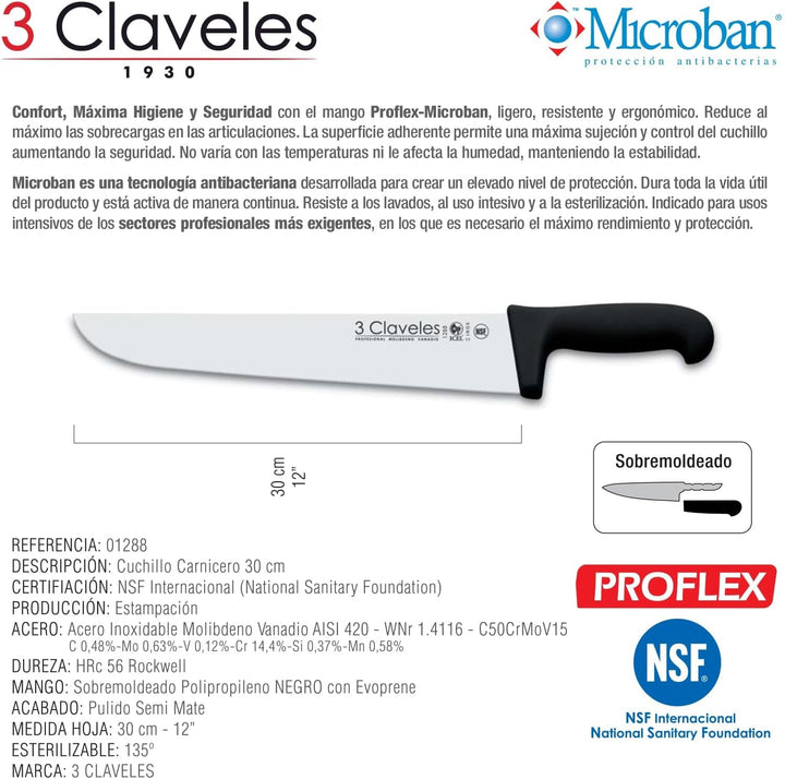 CUCHILLO CARNICERO POLIPROPILENO NEGRO 30 cm - 12" FH 3C