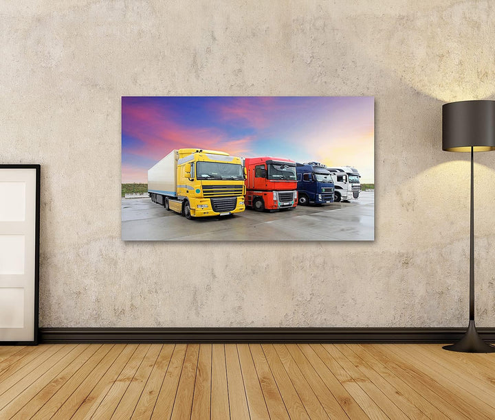 islandburner Bild auf Leinwand LKW Kinderzimmer Bilder Wandbilder Poster Leinwand 100x57cm, Leinwand