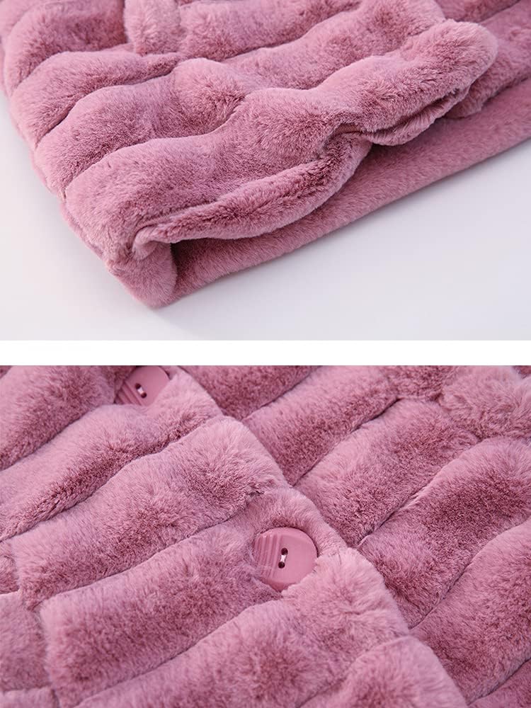 Aeslech Mädchen Mantel Kunstfell mit Kapuze Kinder Mädchen Mantel Warm Winter 92-98 Rosa, 92-98 Rosa