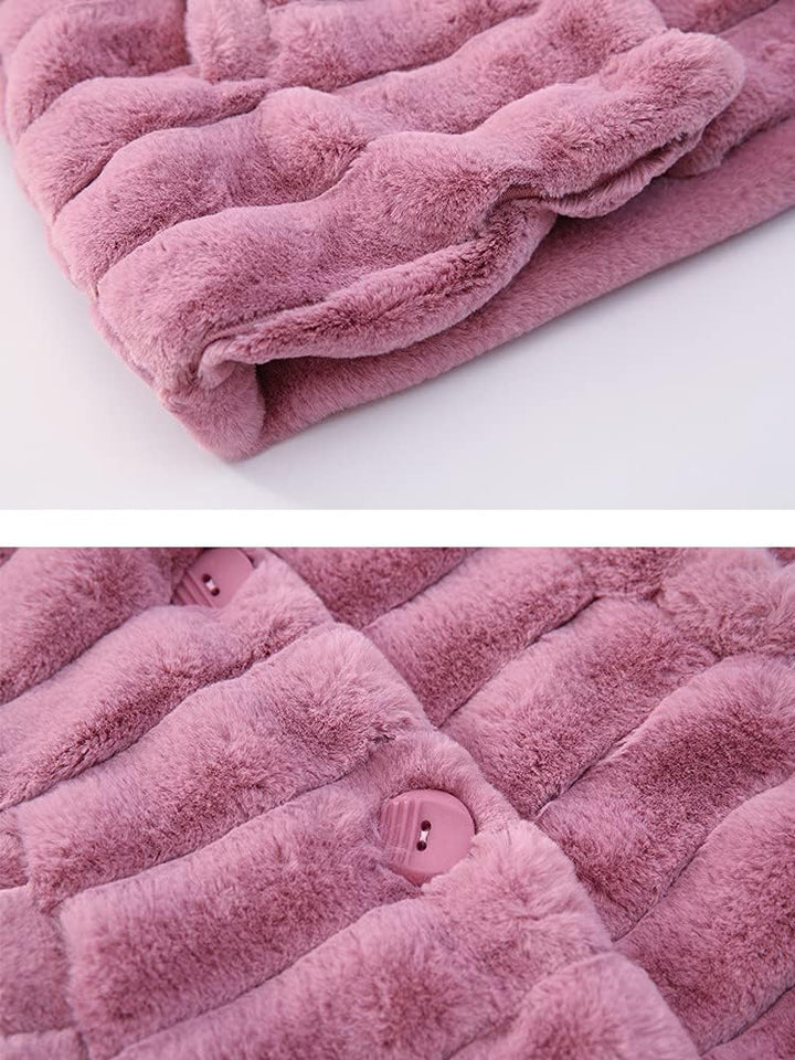 Aeslech Mädchen Mantel Kunstfell mit Kapuze Kinder Mädchen Mantel Warm Winter 92-98 Rosa, 92-98 Rosa