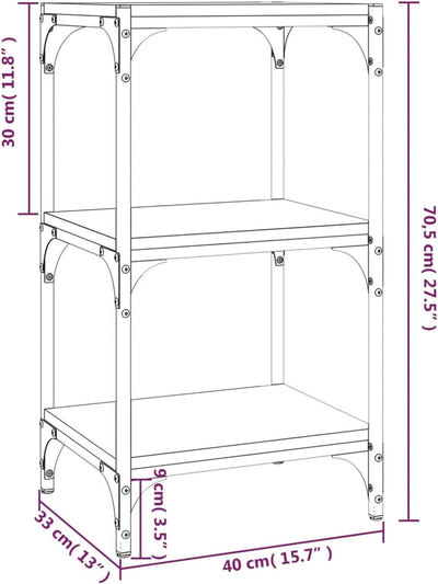 Tidyard Bücherregal mit 3 Ablagen Standregal Büroregal Holzregal Regal Aufbewahrungsregal freistehen