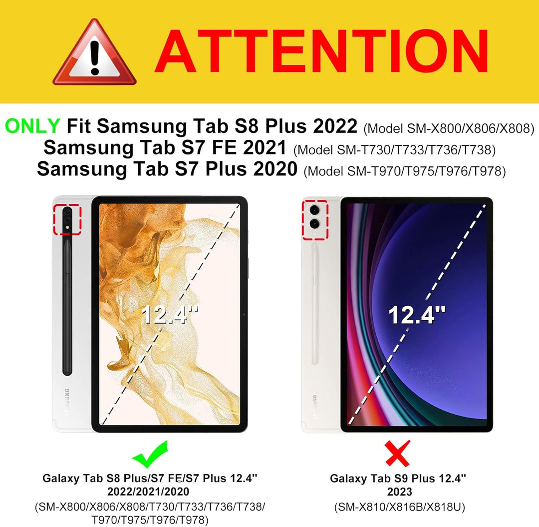 Fintie Hülle für Samsung Galaxy Tab S8 Plus 2022/S7 FE 2021/S7 Plus 2020 12.4 Zoll, Multi-Winkel Bet