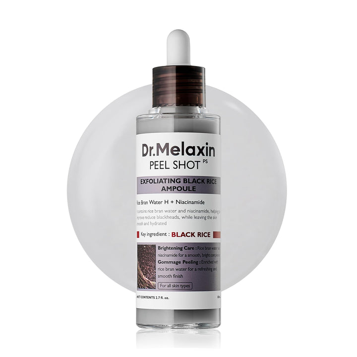 Dr.Melaxin Peel Shot Glow Black Rice Peeling Ampulle, weiches Peeling, Gesicht und Körper, Peeling f