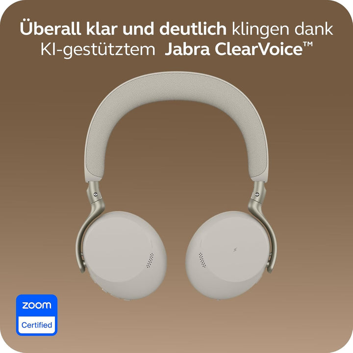 Jabra Evolve3 75, UC, Link390c, Warm Grey Warmgrau USB-C-Adapter – ohne Ständer Alle Plattformen, Wa