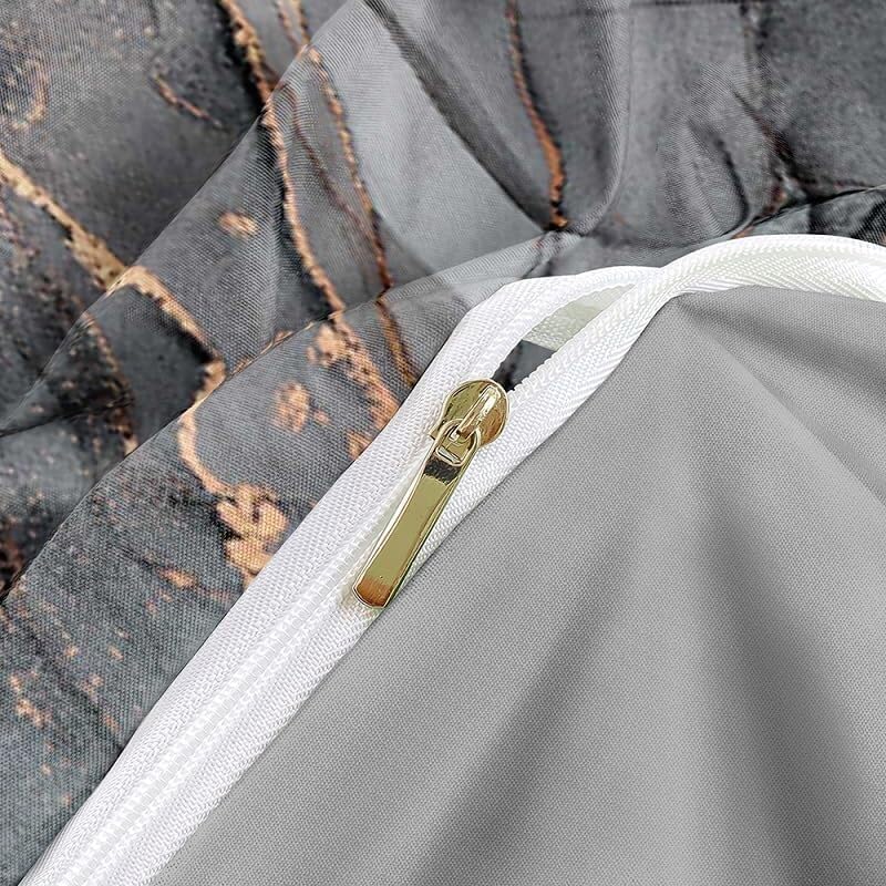Luowei Bettwäsche 135x200cm Grau Gold Marmor BettwäSche Set 3D Drucken Mikrofaser Bettbezug und 1 Ki