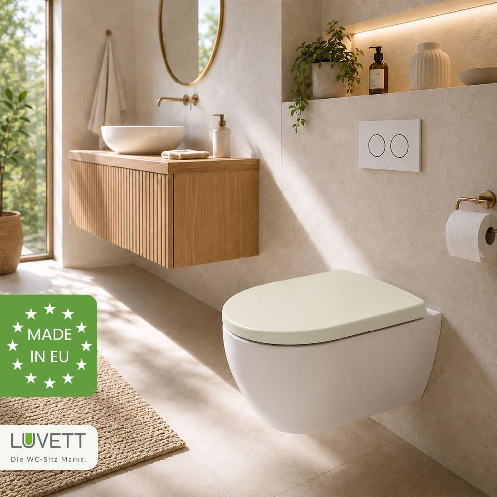 LUVETT® WC-Sitz mit Absenkautomatik C100 oval universell, Toilettendeckel mit 3 Edelstahl Montagelös