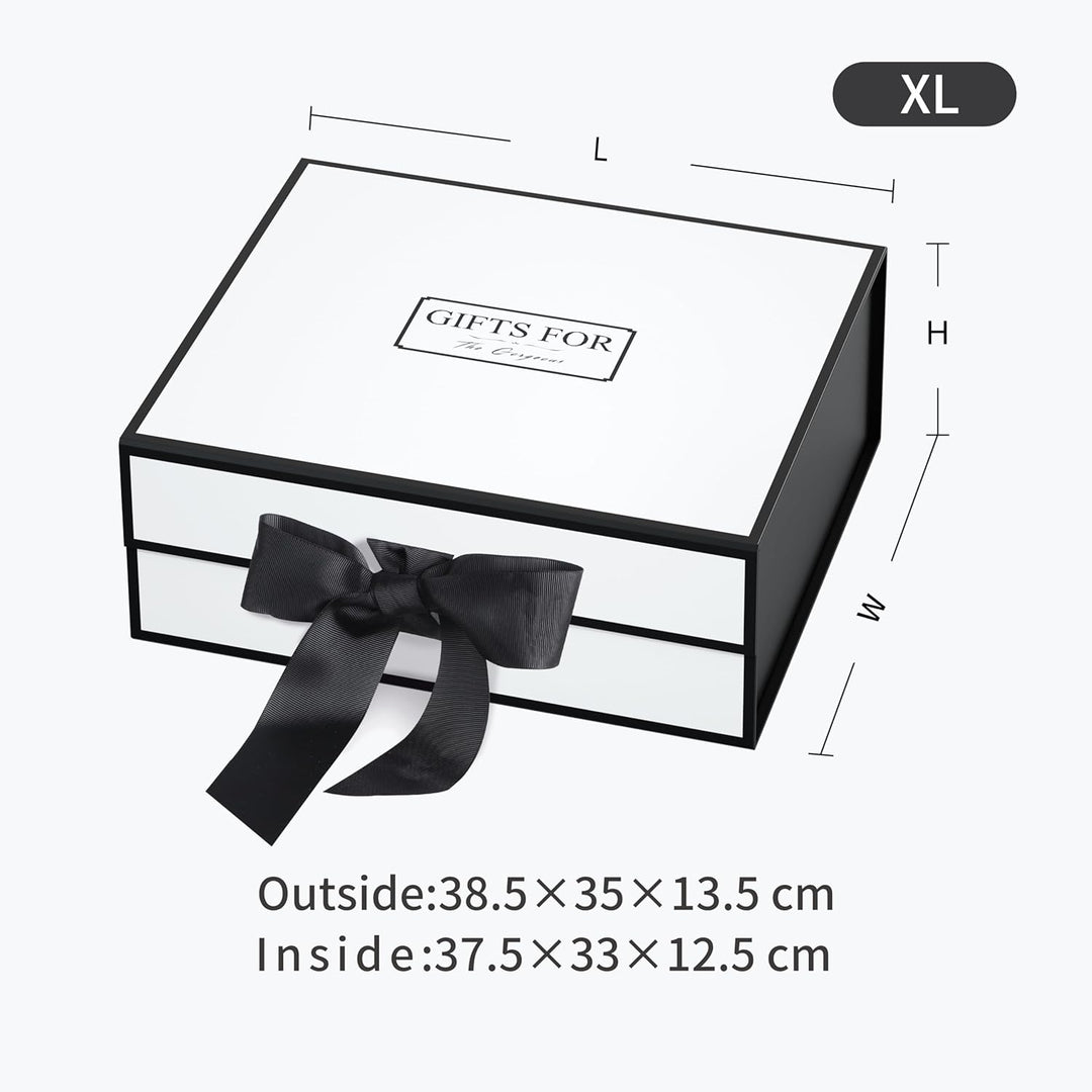 JiaWei Geschenkbox (Stil-1) 38,5 x 35 x 12,8 cm Extra Gross, Geschenkkarton mit Magnetisch Deckel un