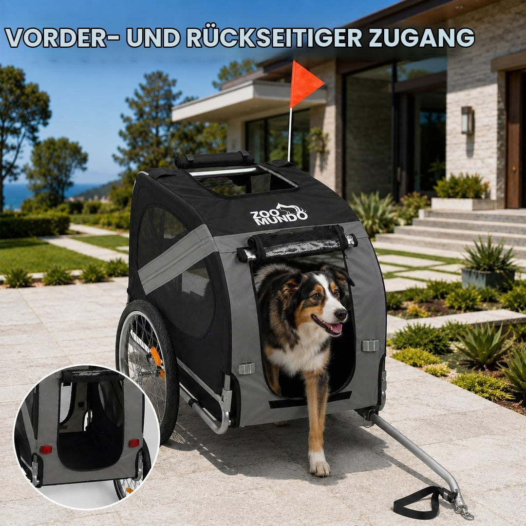 zoomundo Fahrradanhänger Hundeanhänger für Hunde-Transport Silver Frame Dunkelgrau/Schwarz, Dunkelgr