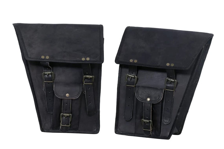 american blue Motorrad-Ledertasche in schwarzer Farbe, handgefertigte Leder-Fahrradtasche, Packtasch