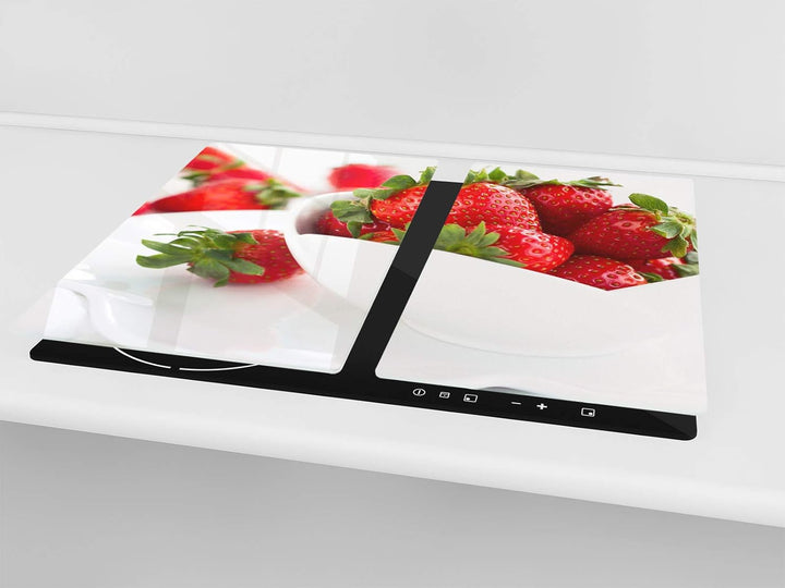 Küchenbrett aus Hartglas und Induktionskochplattenabdeckung – Schneideplatten SINGLE mit 60 x 52 cm
