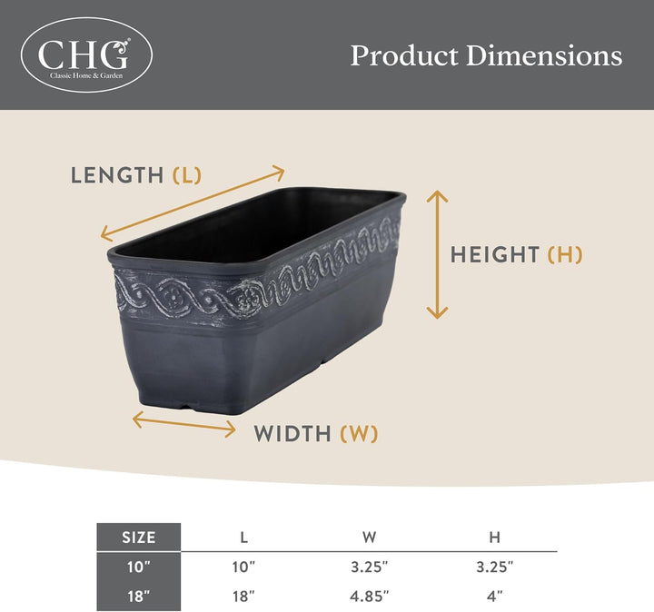 Classic Home and Garden 9418D-515 Korinthian Collection Pflanzgefäss, 45,7 cm Trog, Storm 18" Trough