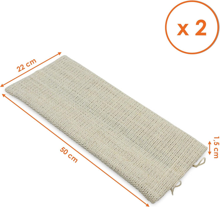 Katzen Kratzbrett klein mit 2 verschiedenen Seiten 50 x 22 cm - 2er Set - Sisal und Plüsch Kratzecke