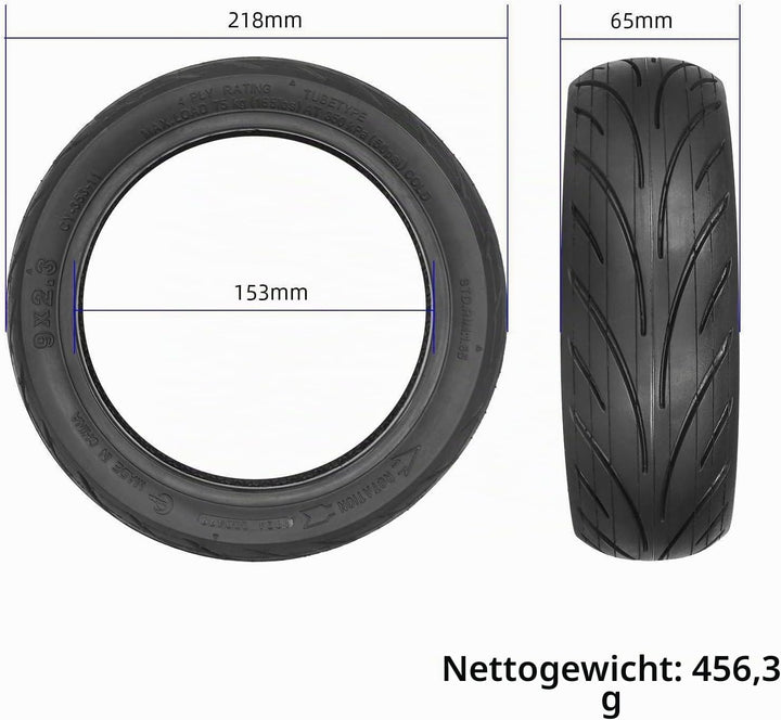 9 x 2,3 Reifen mit 8 1/2 x 2 Schlauch für NIU KQi1 / KQi1 Pro / KQi1 Sport Elektroroller 9 Zoll Inne