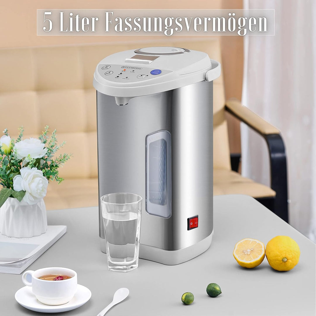 Thermopot 5 Liter | Perfekt für Glühwein geeignet | Edelstahl Heisswasserspender | Glühweinkocher |