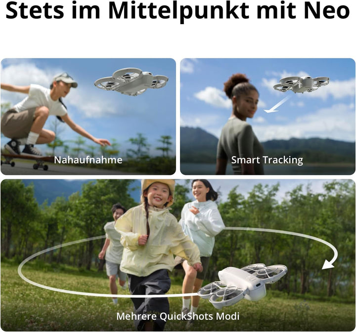 DJI Neo Fly More Combo, Minidrohne mit 4K UHD-Kamera für Erwachsene, 135g selbstfliegende Drohne die