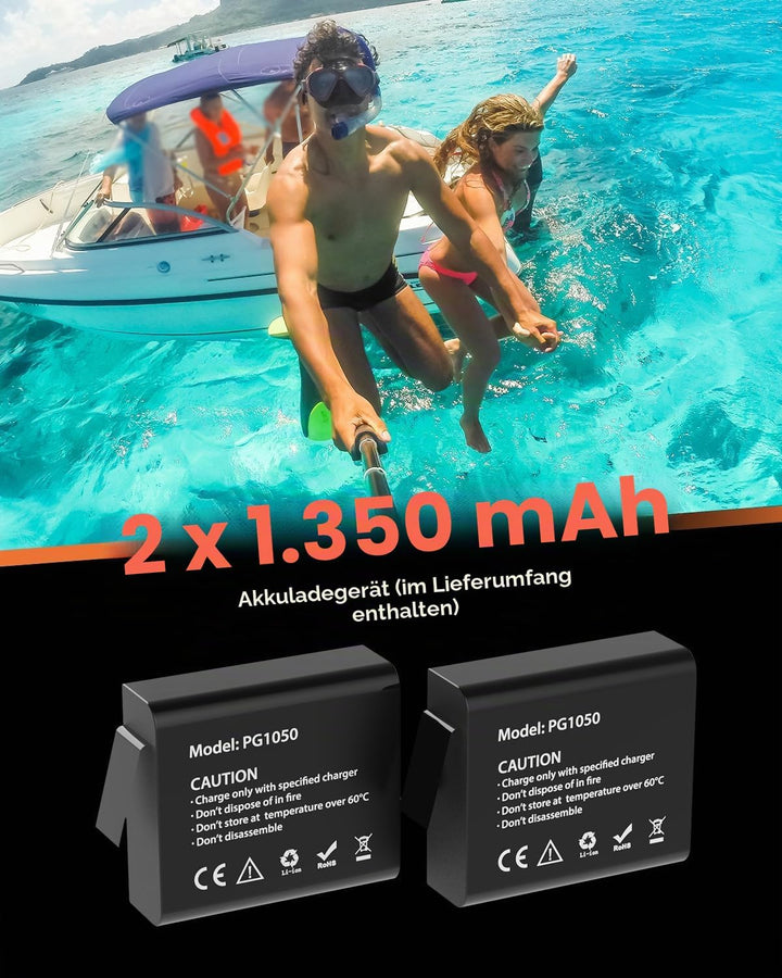 4K60FPS 24MP Action Cam, Touchscreen Sportkamera mit 64GB SD-Karte, Unterwasserkamera 131FT Wasserdi