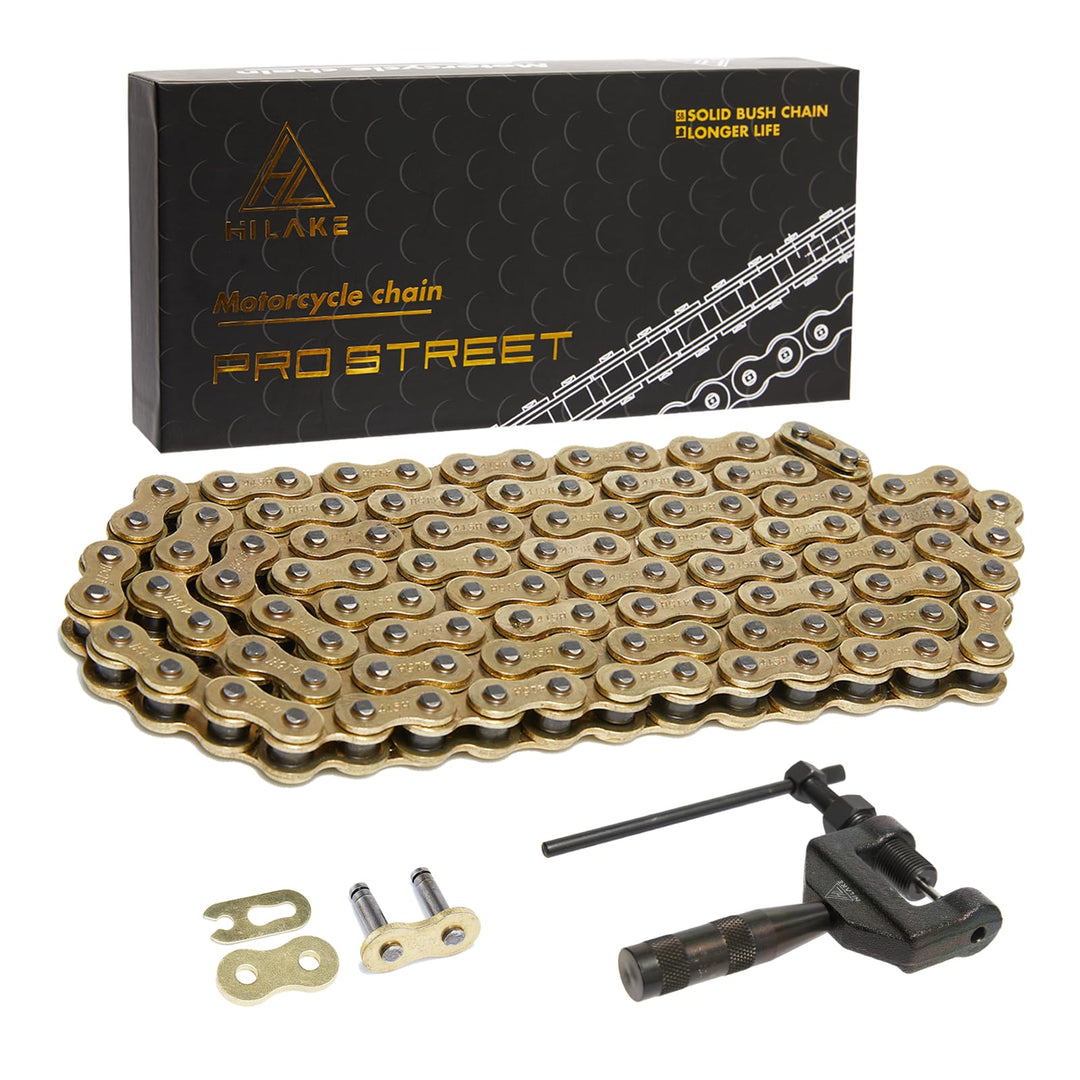 HILAKE 428 Motorradkette 140 Glieder Non O-Ring mit Verbindungsglied und Kettenbrecher Heavy Duty An