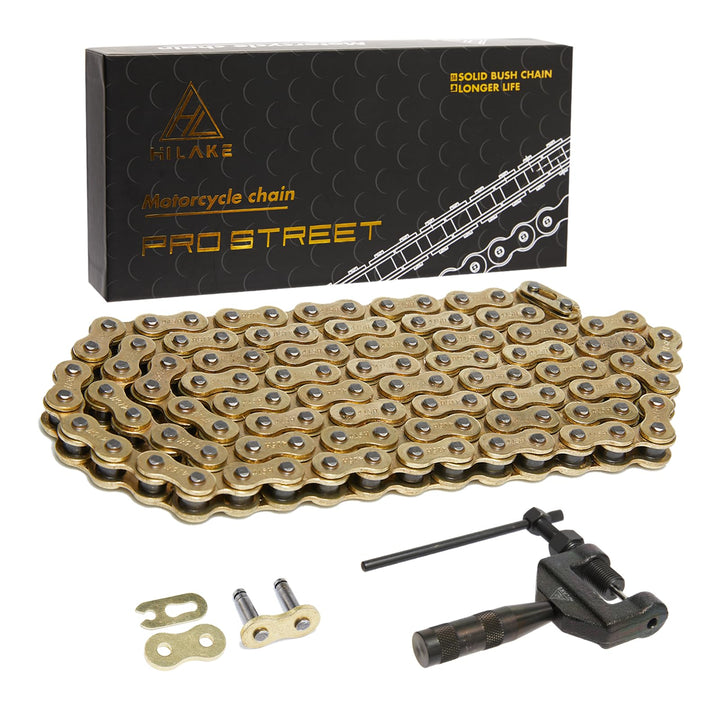 HILAKE 428 Motorradkette 140 Glieder Non O-Ring mit Verbindungsglied und Kettenbrecher Heavy Duty An