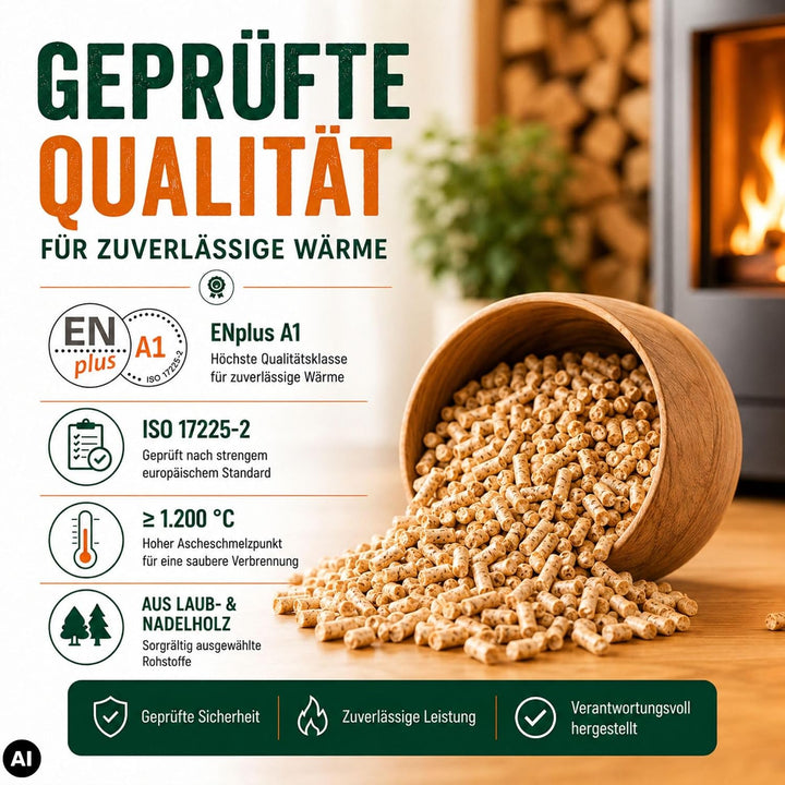 HLKauf Pellets ENplus A1 mit 6mm - Naturbelassen &amp; Nachhaltig produziert - PEFC Zertifiziert - ohne