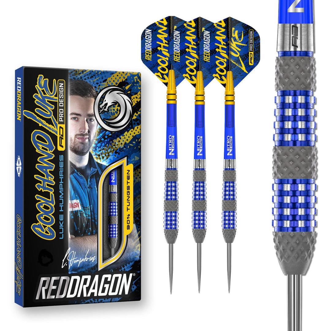 RED DRAGON Luke Humphries TX Serie Premium Wolfram Steeltip Dart Set mit Flüge und Schäften 22G 2, 2