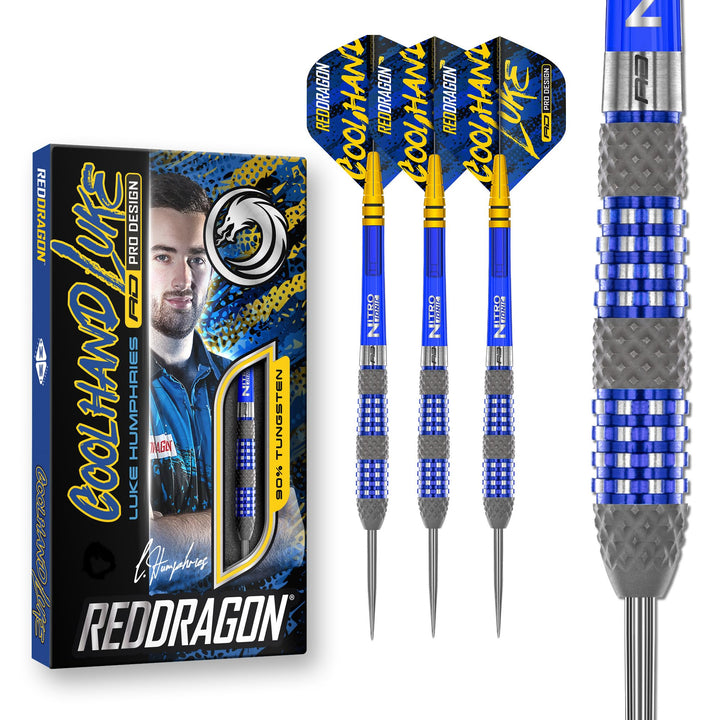 RED DRAGON Luke Humphries TX Serie Premium Wolfram Steeltip Dart Set mit Flüge und Schäften 22G 2, 2