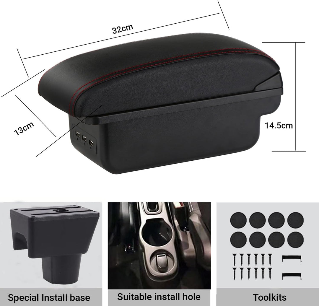 Auto Armlehnen für Duster I 2010-2015 Doppelschicht Mittelkonsole Grosse Aufbewahrungsbox mit 3 USB-