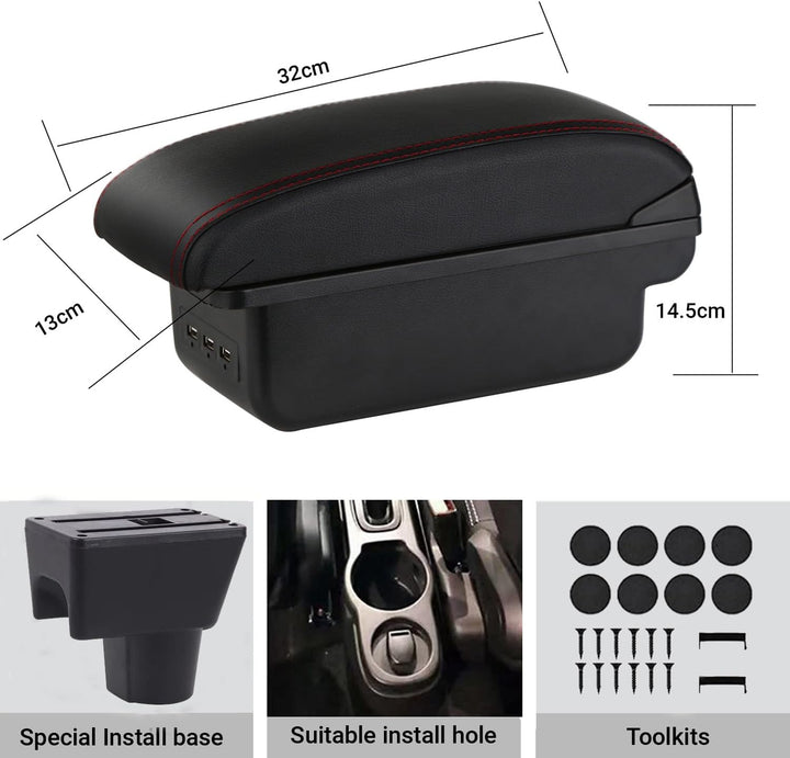 Auto Armlehnen für Duster I 2010-2015 Doppelschicht Mittelkonsole Grosse Aufbewahrungsbox mit 3 USB-