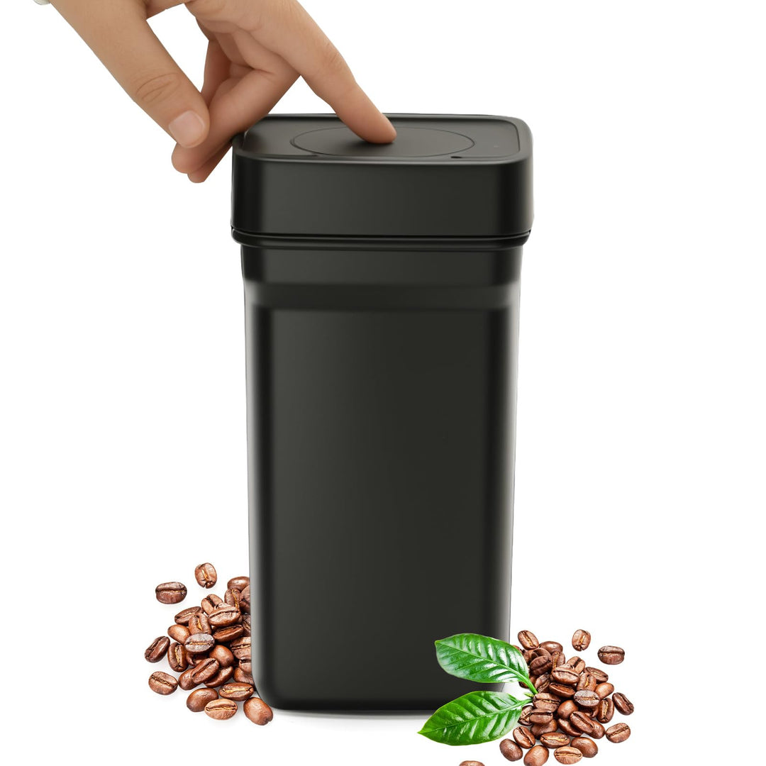 AiQInu Vakuum Kaffeedose mit Vakuumpumpe, 1.2L Edelstahl Behälter für Kaffeebohnen, Gemahlenen Kaffe