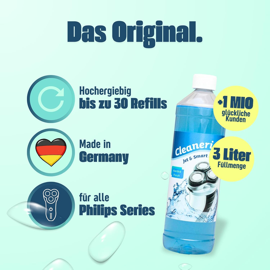 3x 1L Cleanerist scherkopfreiniger Nachfüllflüssigkeit Jet & Smart Fluid Reinigungsflüssigkeit kompa