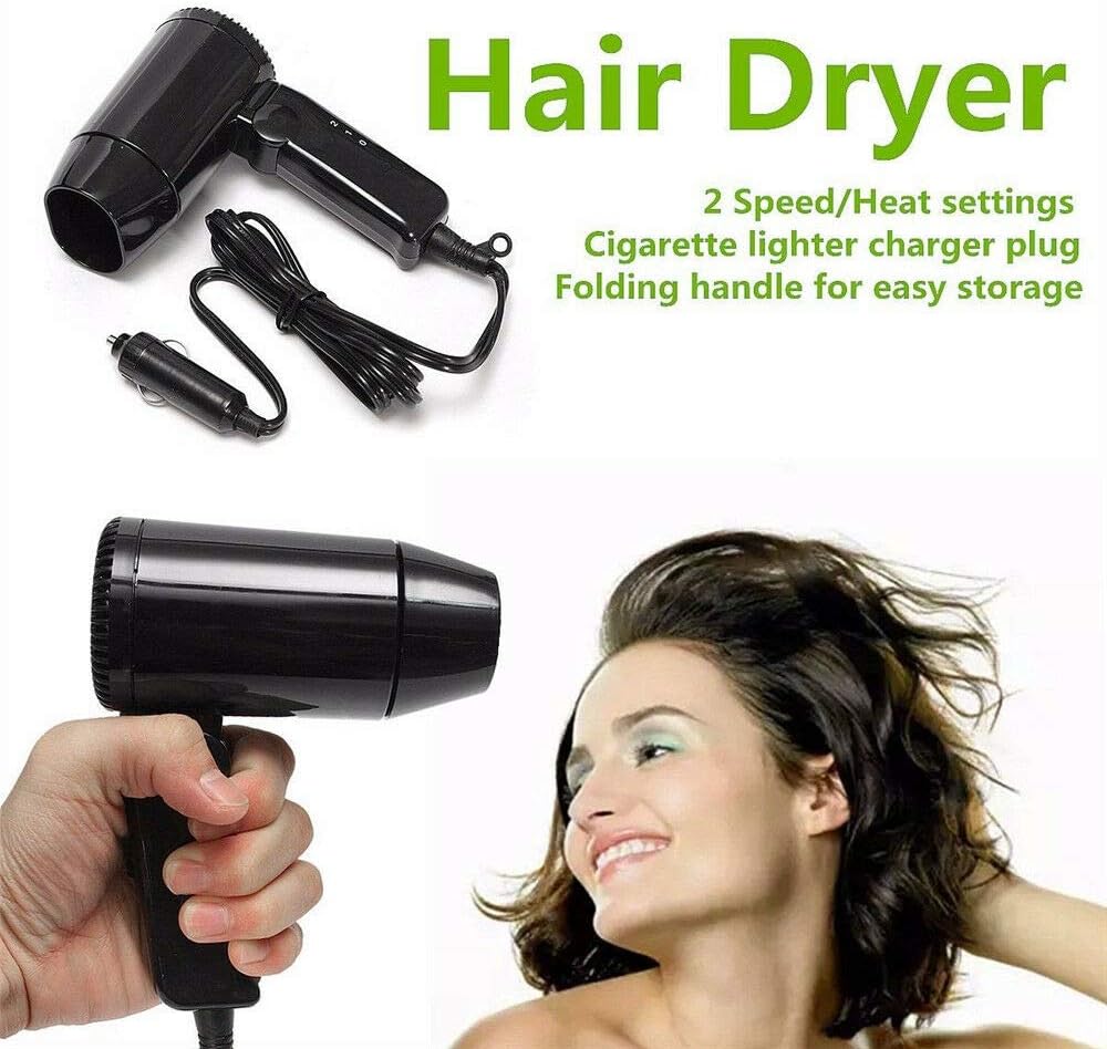 Auto Wohnmobil Haartrockner, TOTMOX 12V 216W Hot And Cool Tragbarer Reisefön Mit 2 Windstufen, Geräu