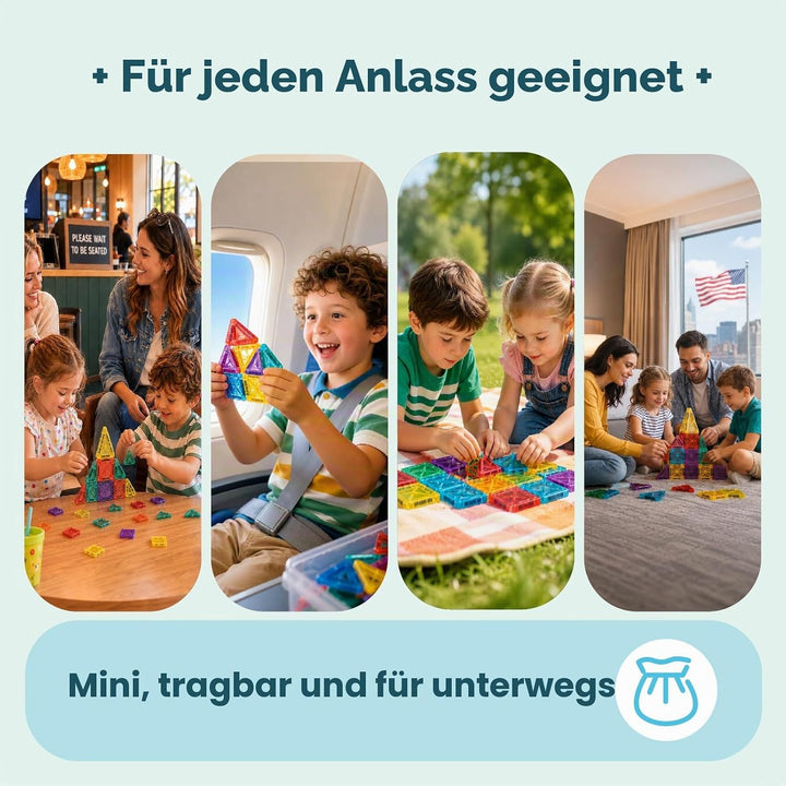 Mini-Magnetfliesen, 34 Stück magnetische Fliesen mit Metall-Aufbewahrungsbox, magnetische Gebäudefli