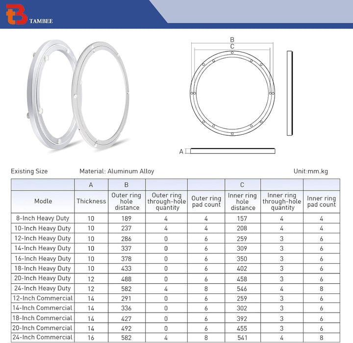 TamBee 12 Zoll Lazy Susan Drehtellerlager aus Aluminiumlegierung 30.5CM Drehteller Mechanismus drehe