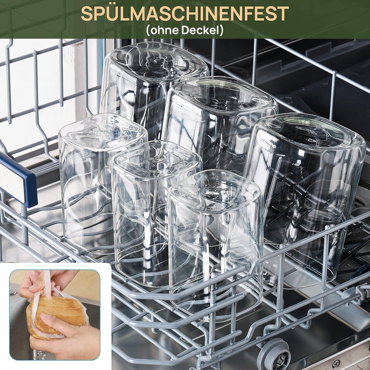 Vtopmart 12er Set Vorratsgläser Mit Deckel, Vorratsdosen Glas Mit Deckel, Vorratsgläser Mit Holzdeck