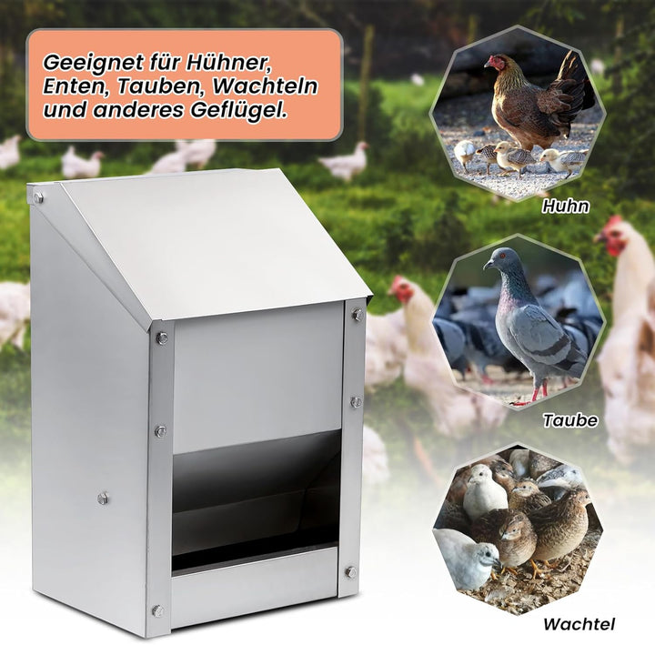BREUAILY 4.5kg Futterautomat Hühner Hühnerfutter Automat Hängend Geflügelfutterautomaten mit Deckel