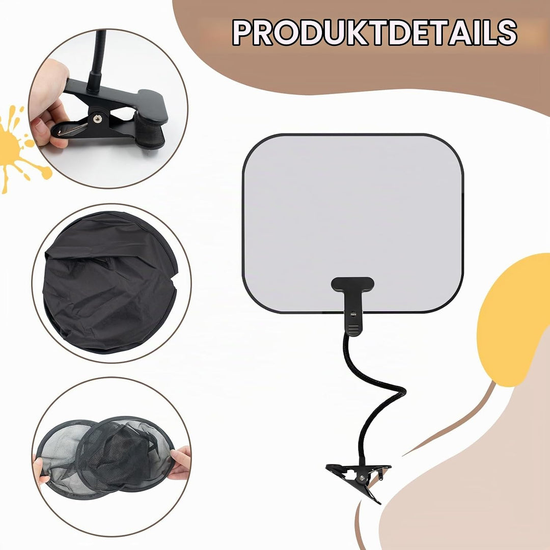 2 Stück Laptop Sonnenblende für Arbeiten im Freien,mit flexiblem Clip-Ständer,Wasserdicht, Faltbar,