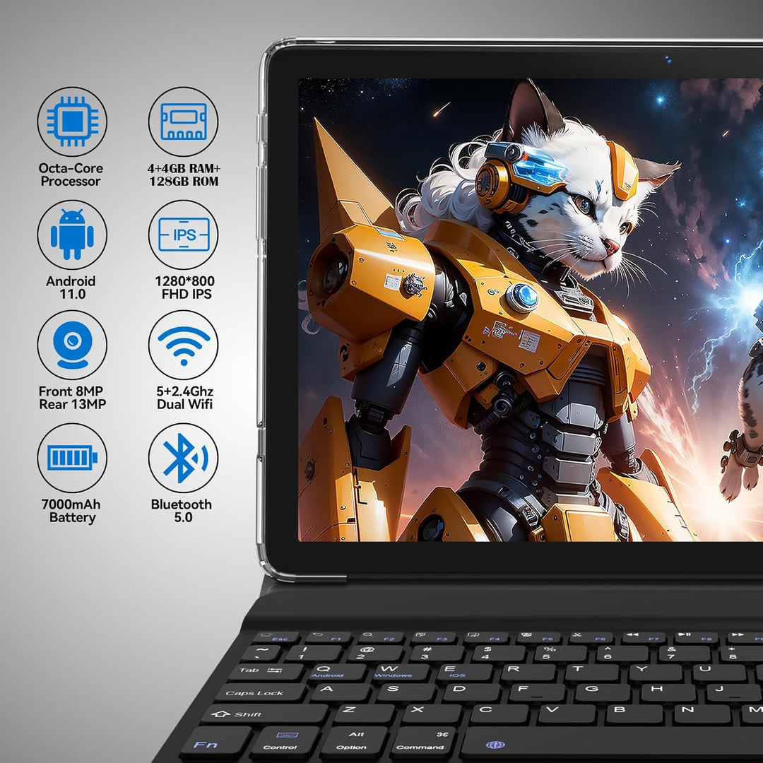 KADYBE 2024 Neueste Android Tablet 10 Zoll,128GB ROM (1TB TF),Octa-Core,1080FHD,|Gesichtserkennung|
