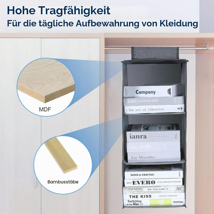 AiQInu Hängeregal Kleiderschrank,Hängeaufbewahrung Schrank Organizer mit 5 Fächern,Faltbar Platzspar