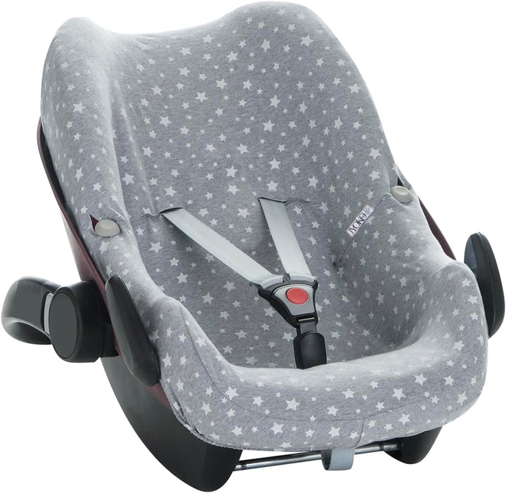 JYOKO KIDS Baumwollbezug für Autositz kompatibel mit Pebble Maxi Cosi, Bebe Confort (White Star), Wh