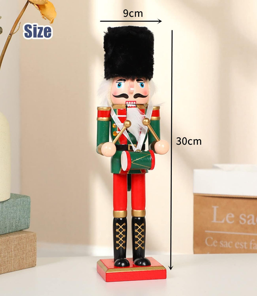 KAHEIGN 2Pcs Nussknacker Figuren Holz Nussknacker Soldaten, 30cm Traditionelle Weihnachten Nussknack