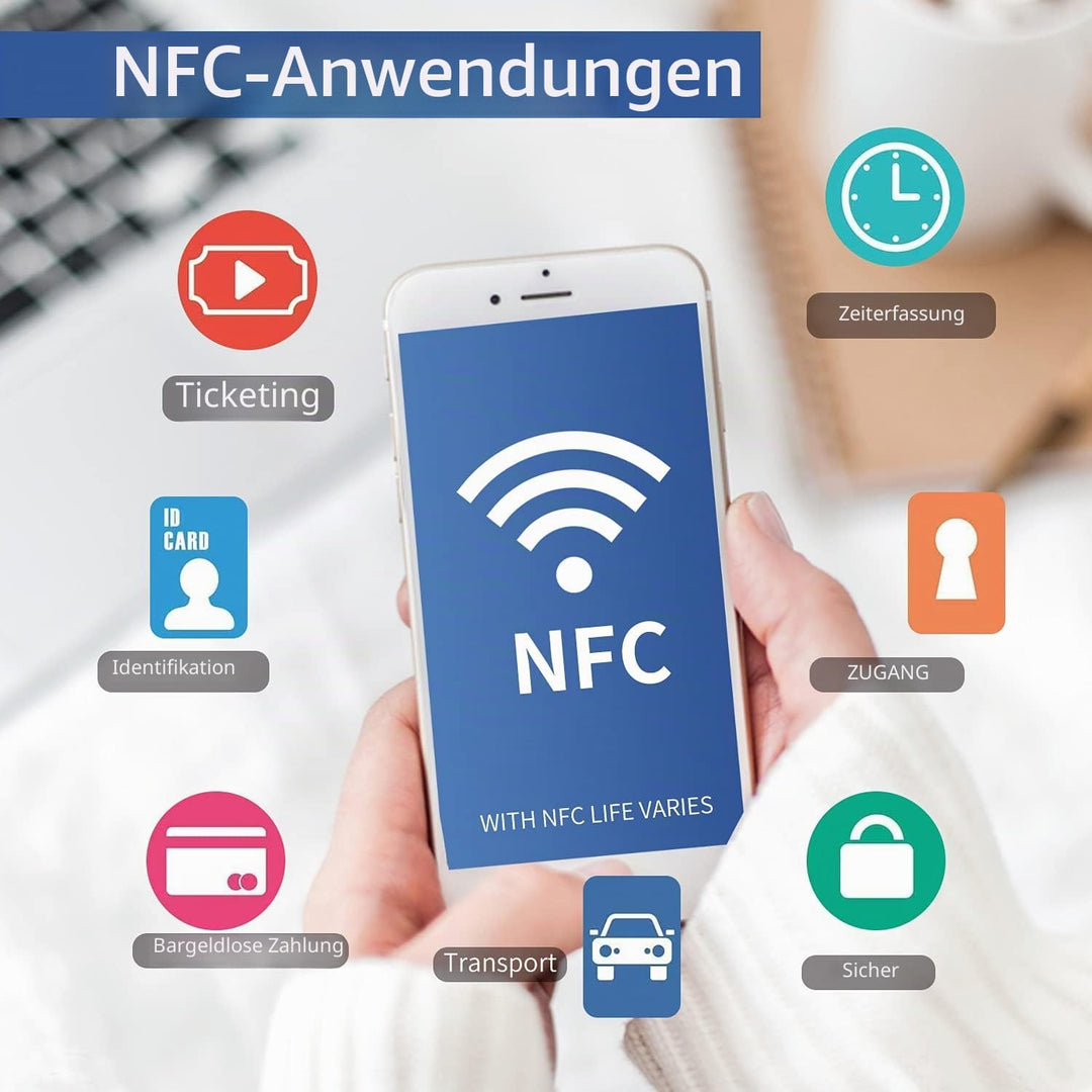 (100 Stück) NFC Tags Aufkleber NFC Sticker schwarz NTAG 215 NFC Aufkleber Mit 504 Byte Kompatibel Mi